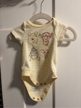 Disney Yellow Striped Winnie the Pooh Character Bodysuit